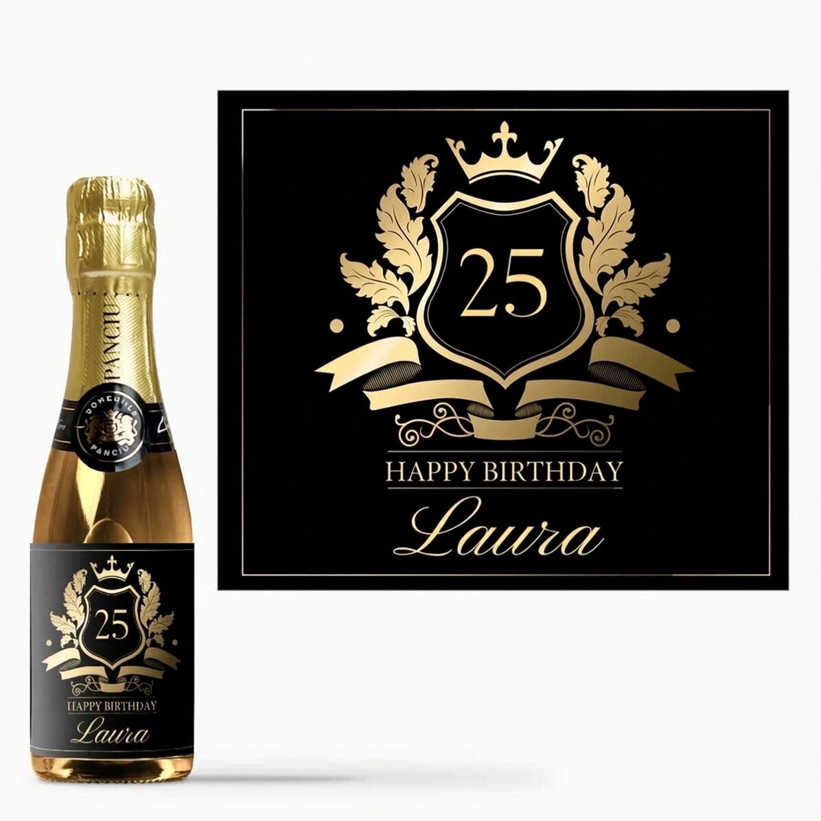 Mini bottiglia di spumante personalizzata con scritta - Royalty