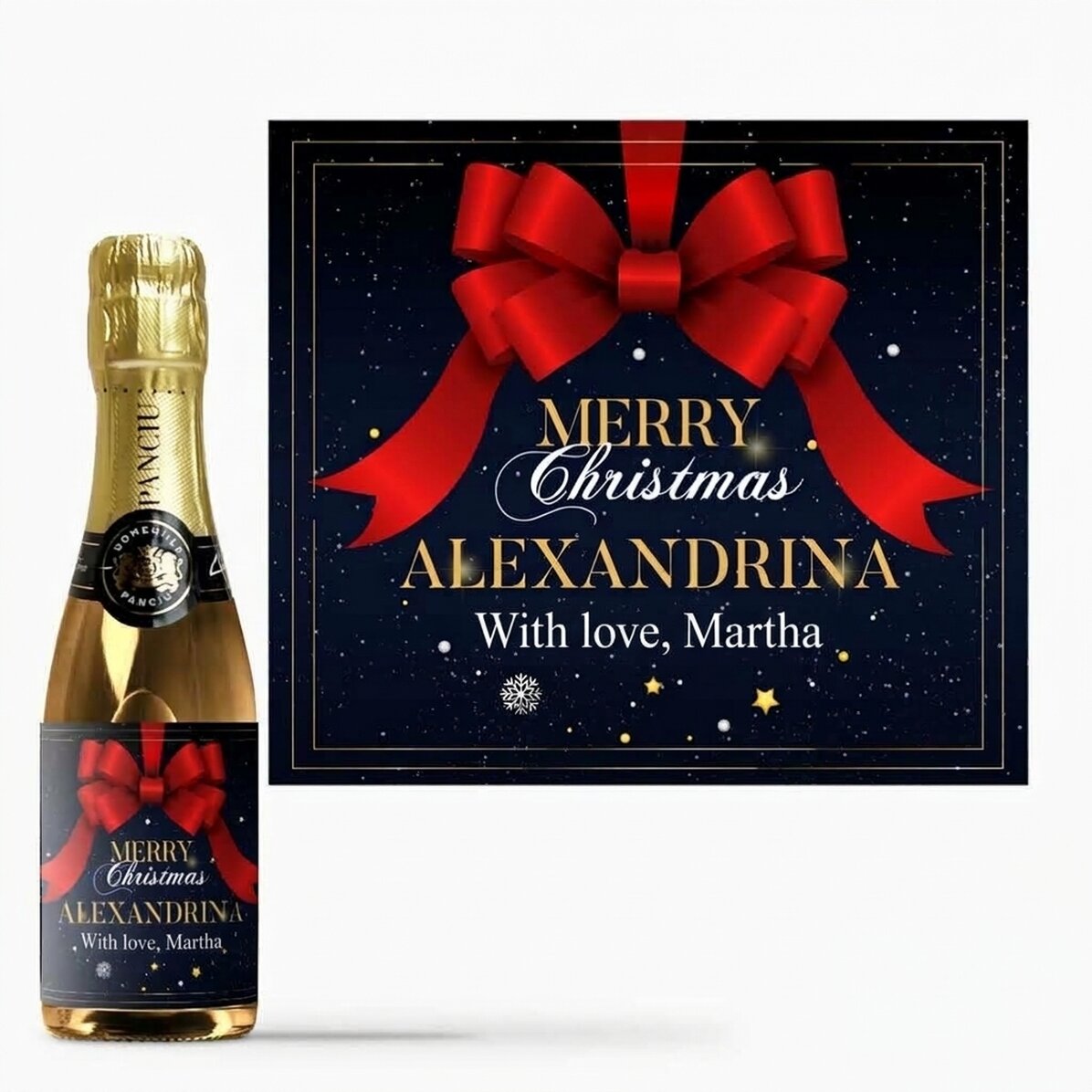 Mini bottiglia di spumante personalizzata con una scritta - Glamorous Christmas
