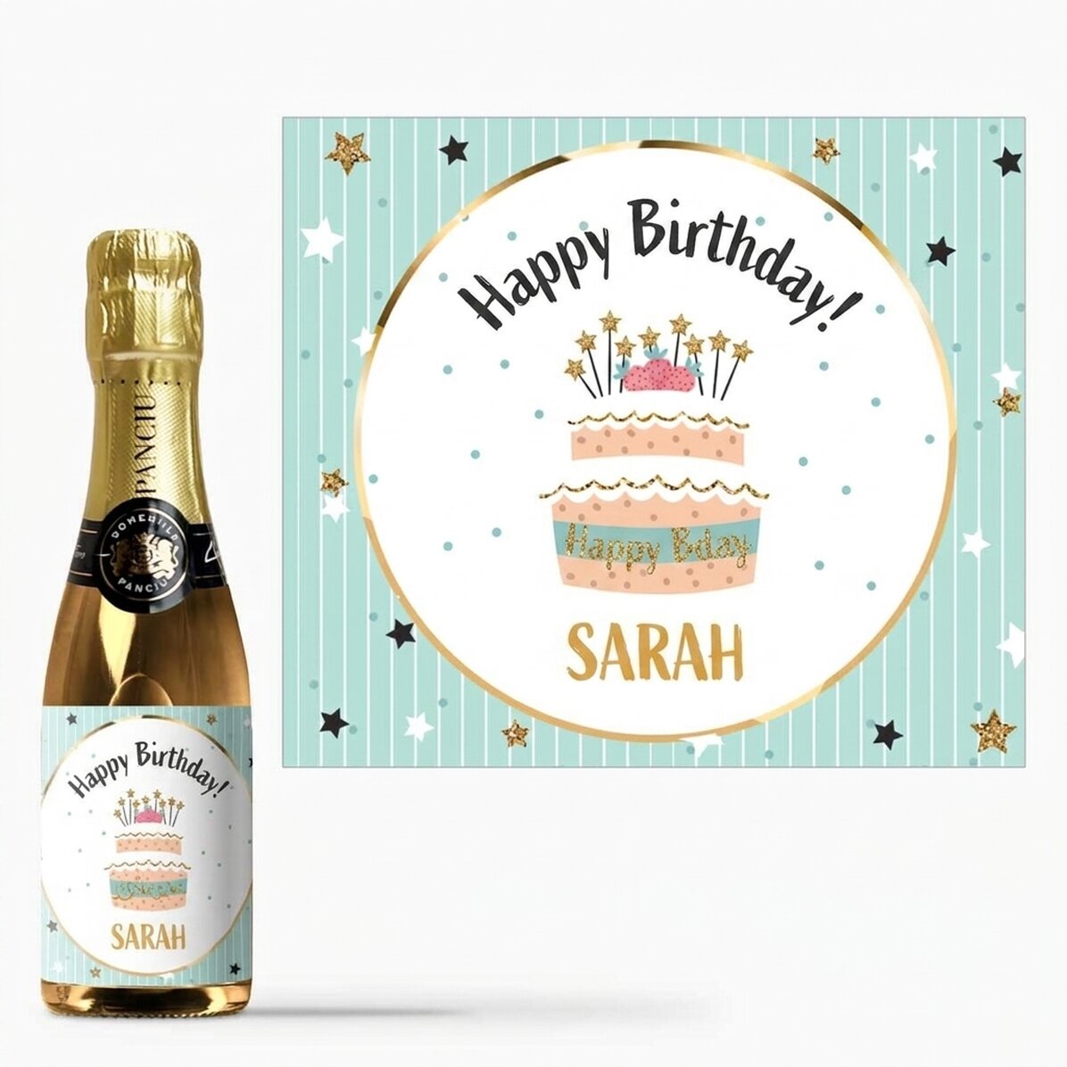 Mini bottiglia di spumante personalizzata per il compleanno - Buon compleanno!
