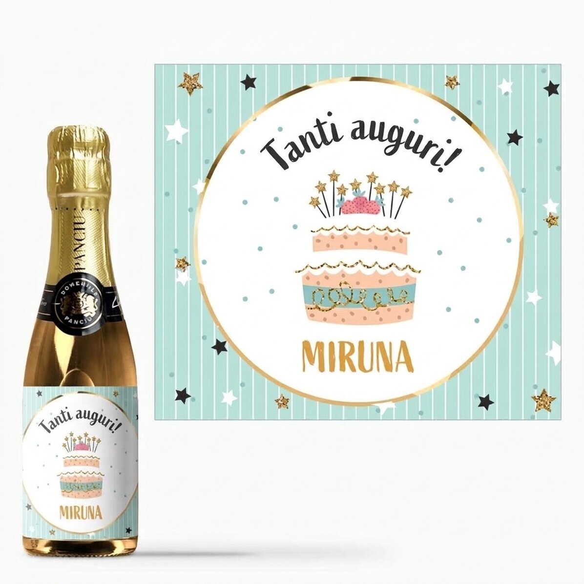 Mini bottiglia di spumante personalizzata per il compleanno - Buon compleanno!