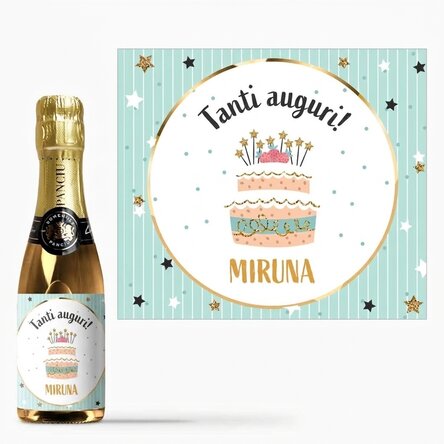 Mini bottiglia di spumante personalizzata per il compleanno - Buon compleanno!