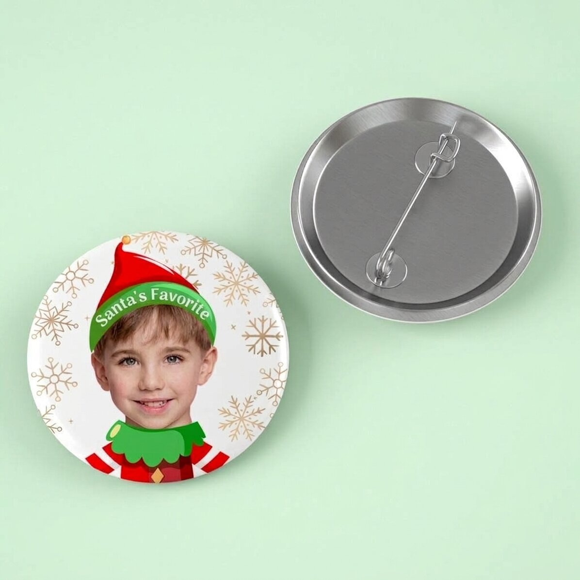 Distintivo personalizzato con foto - Il preferito di Babbo Natale