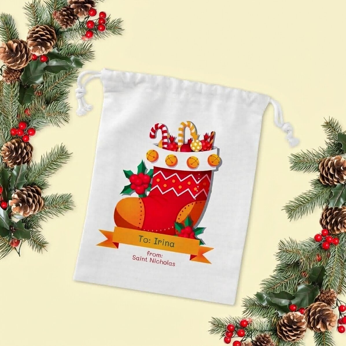 Piccolo sacchetto regalo personalizzato con nome - da Babbo Natale