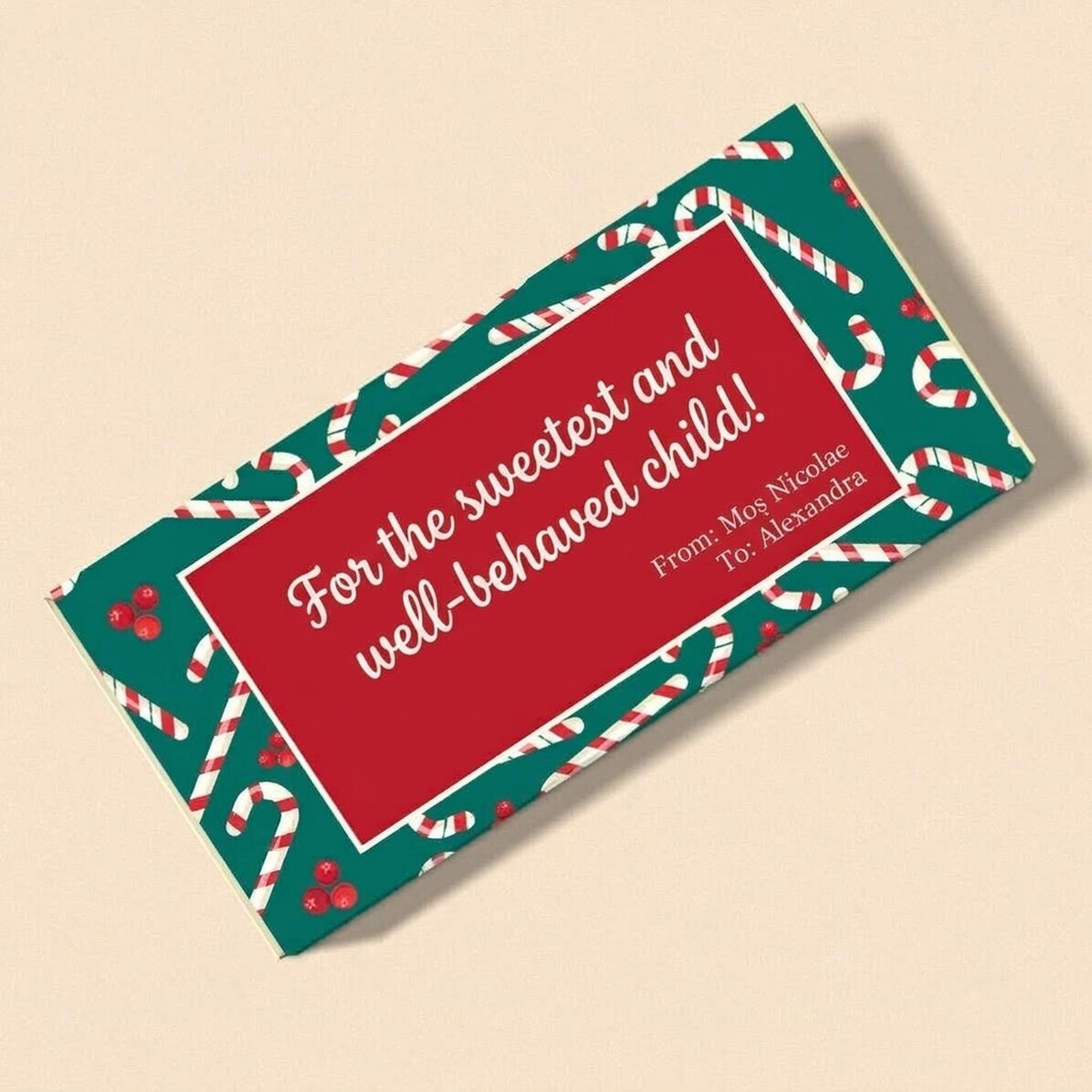 Cioccolato personalizzato con messaggio - da Babbo Natale