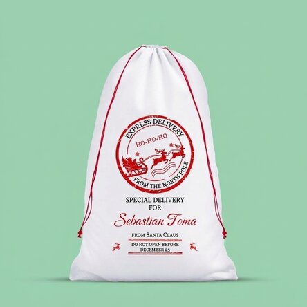 White gift bag personalised with text - Special delivery
