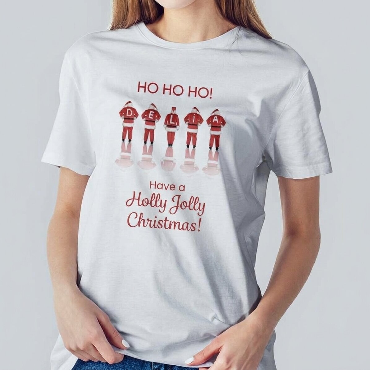 Maglietta in cotone personalizzata con una scritta natalizia - Babbo Natale