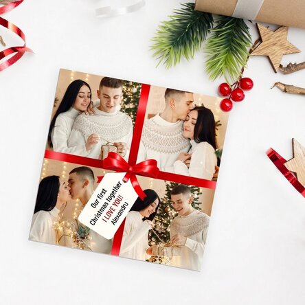 Magnete personalizzato 10x10 con 4 foto e un messaggio - Il regalo perfetto