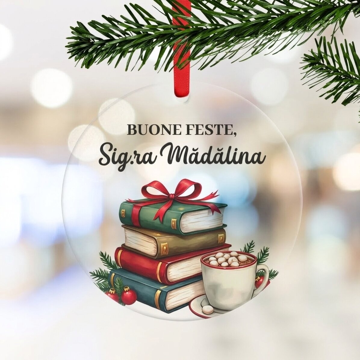 Decorazione rotonda personalizzata con un messaggio per gli insegnanti