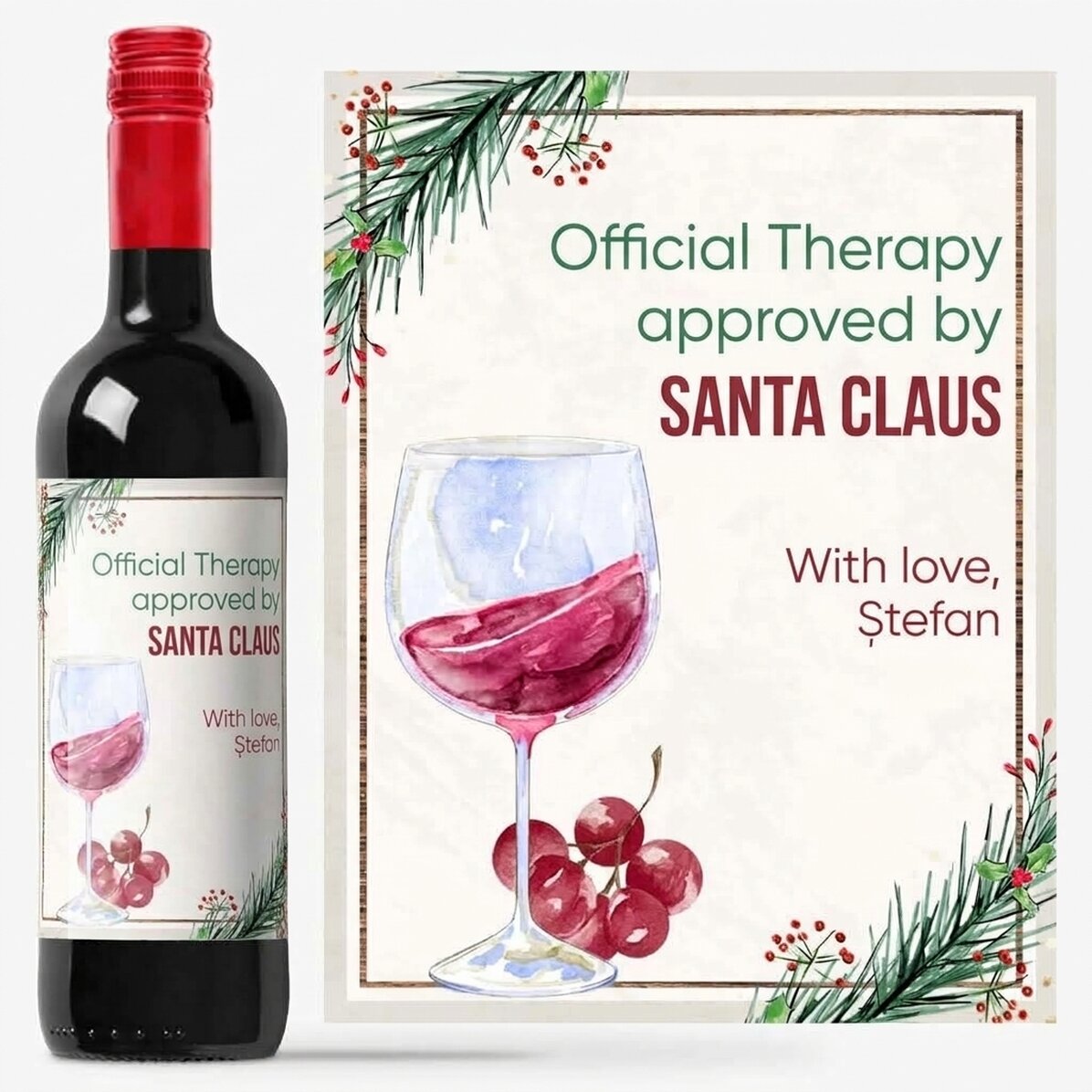 Vino personalizzato con messaggio - Terapia di Natale