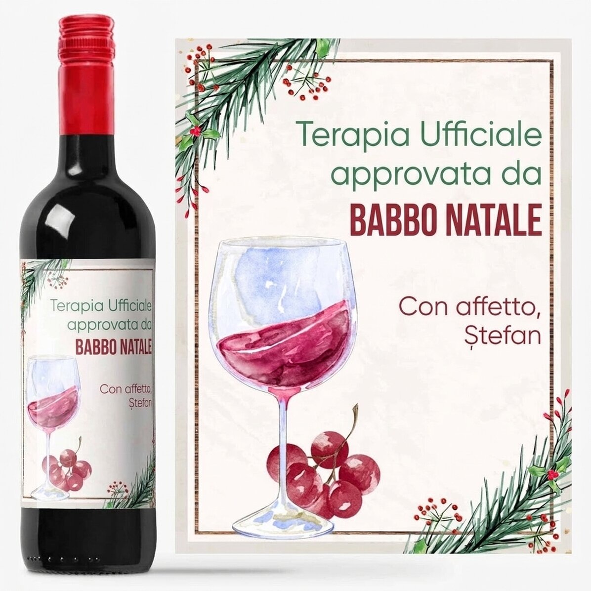 Vino personalizzato con messaggio - Terapia di Natale