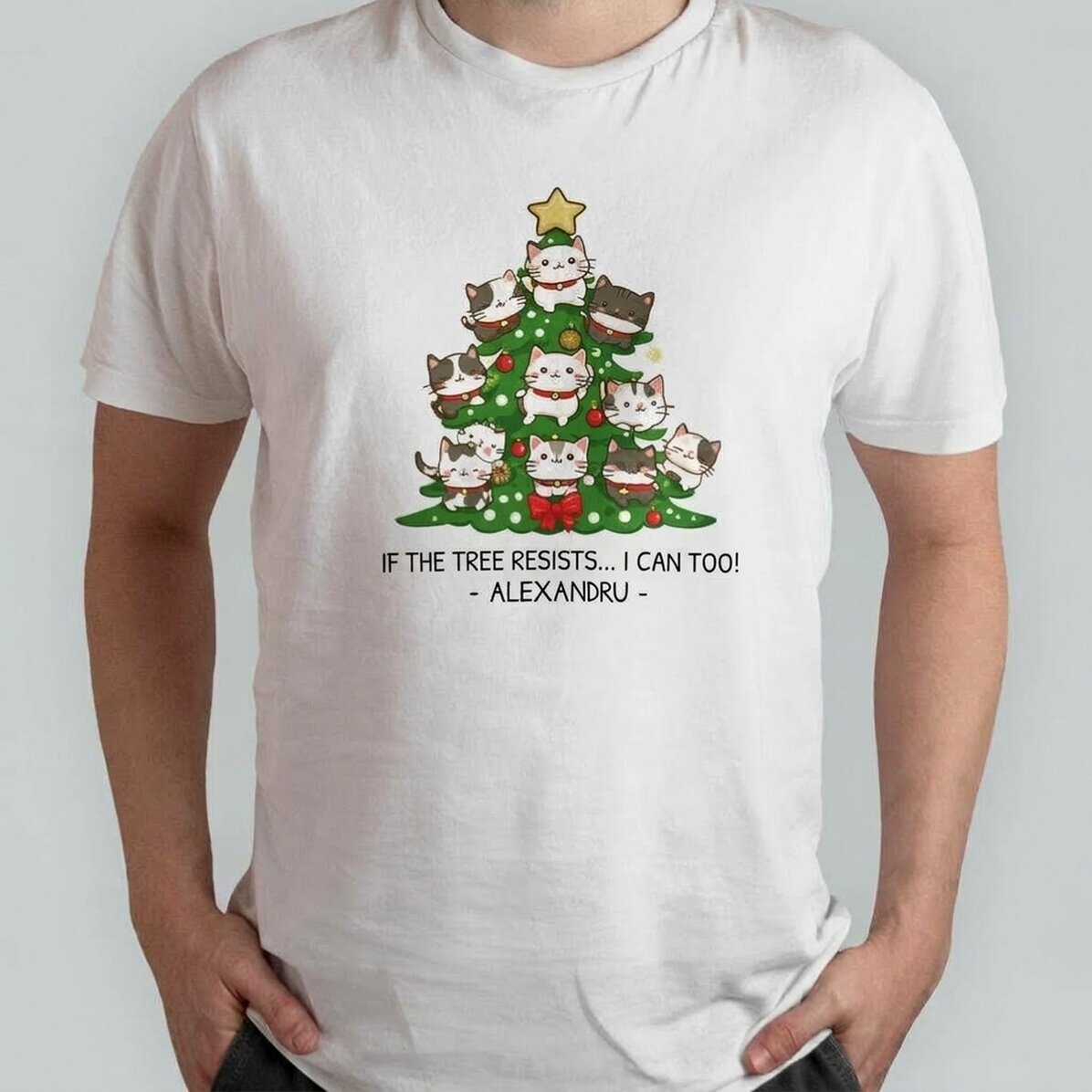 Maglietta in cotone personalizzata con scritta - Catmas tree
