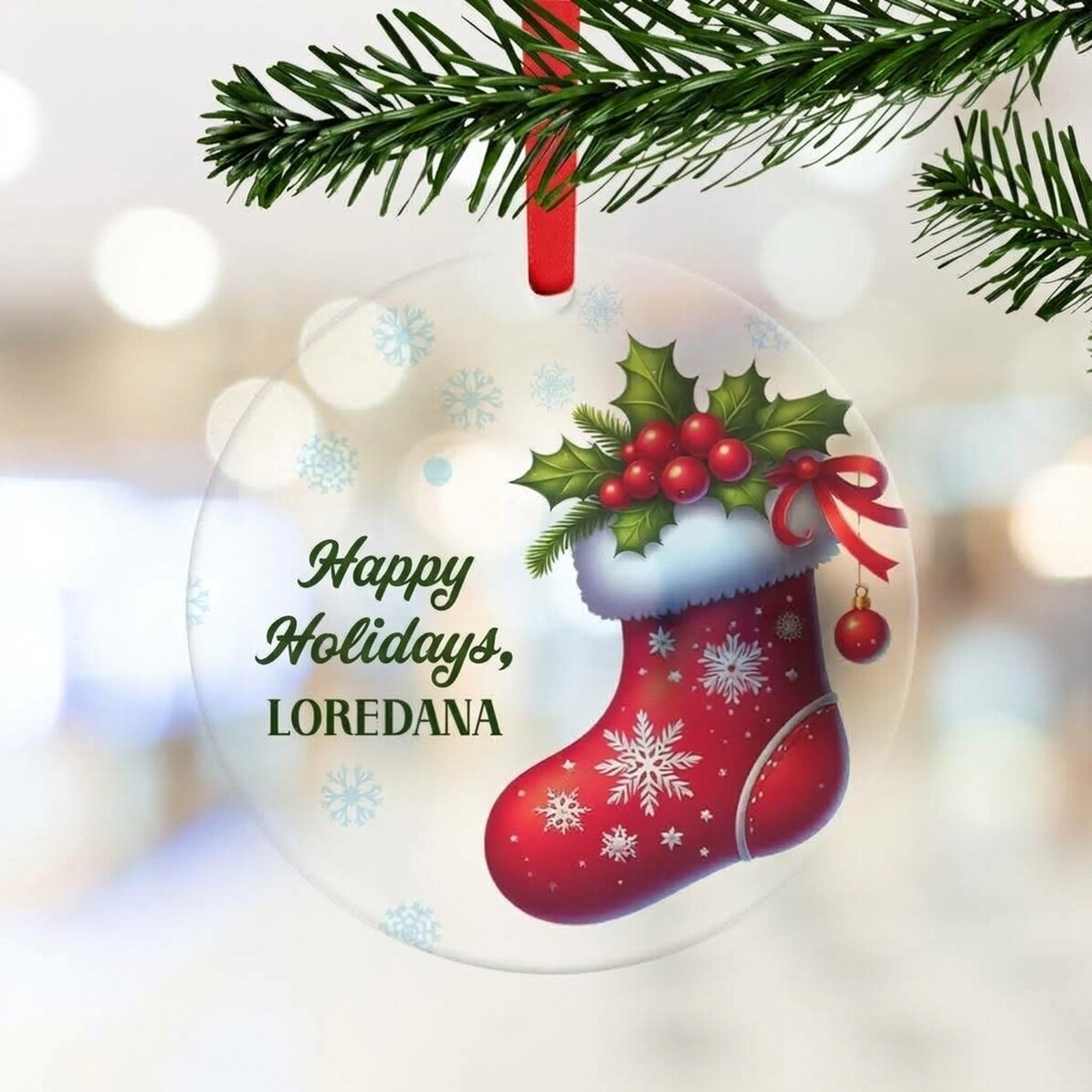 Ciondolo rotondo personalizzato con messaggio - Buone feste