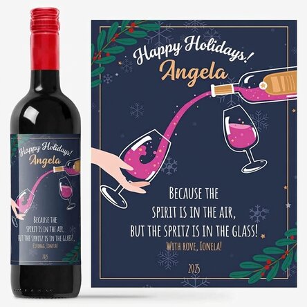 Vino personalizzato con messaggio - Lo spirito natalizio