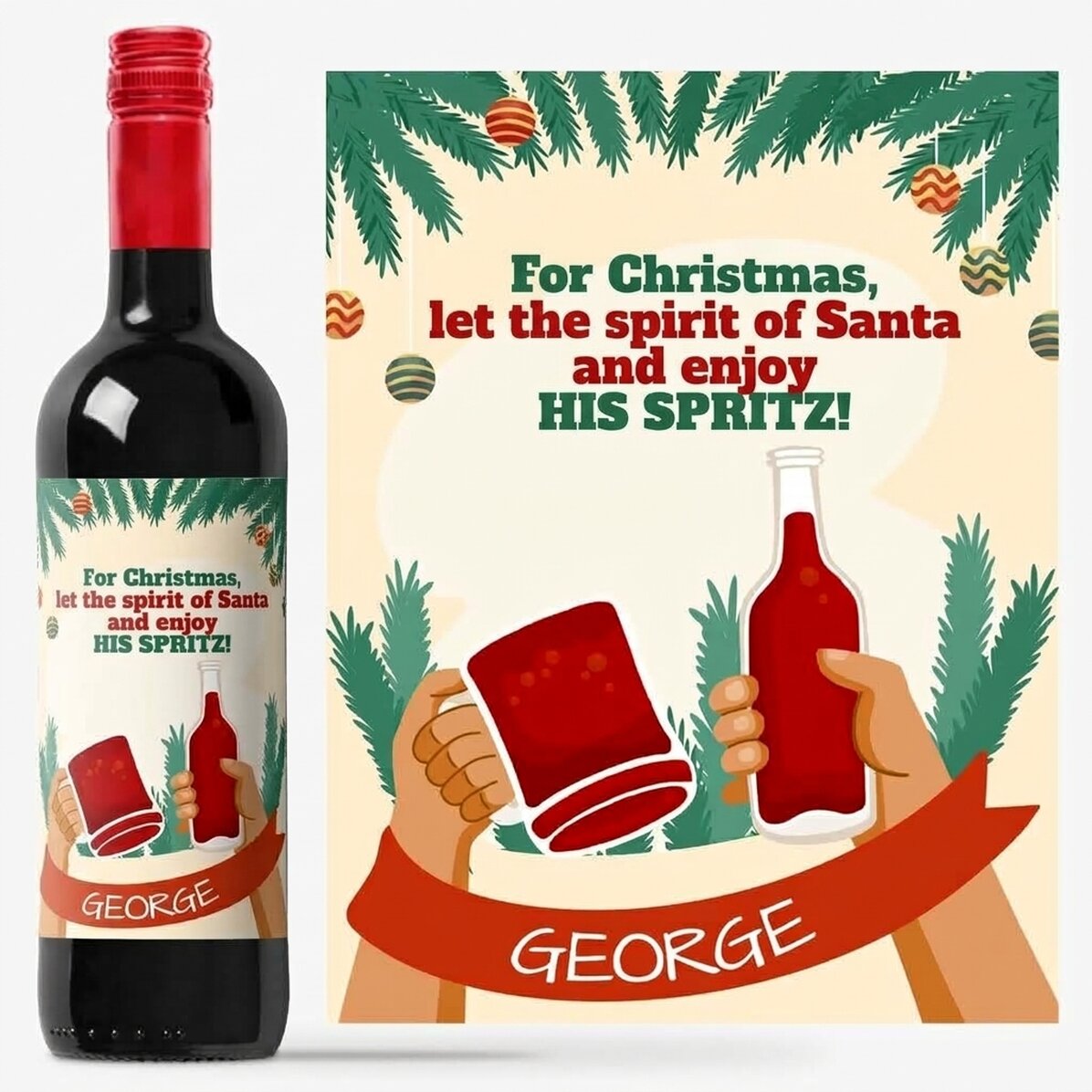 Vino personalizzato con messaggio - Lo spirito di Babbo Natale