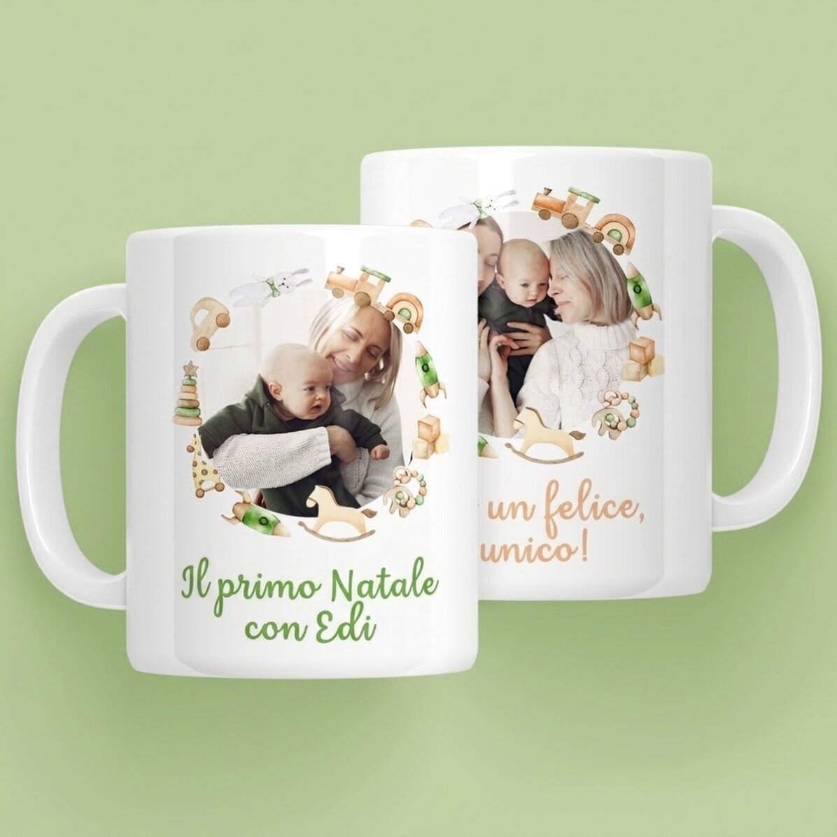 Tazza personalizzata con testo e 2 foto - Il primo Natale
