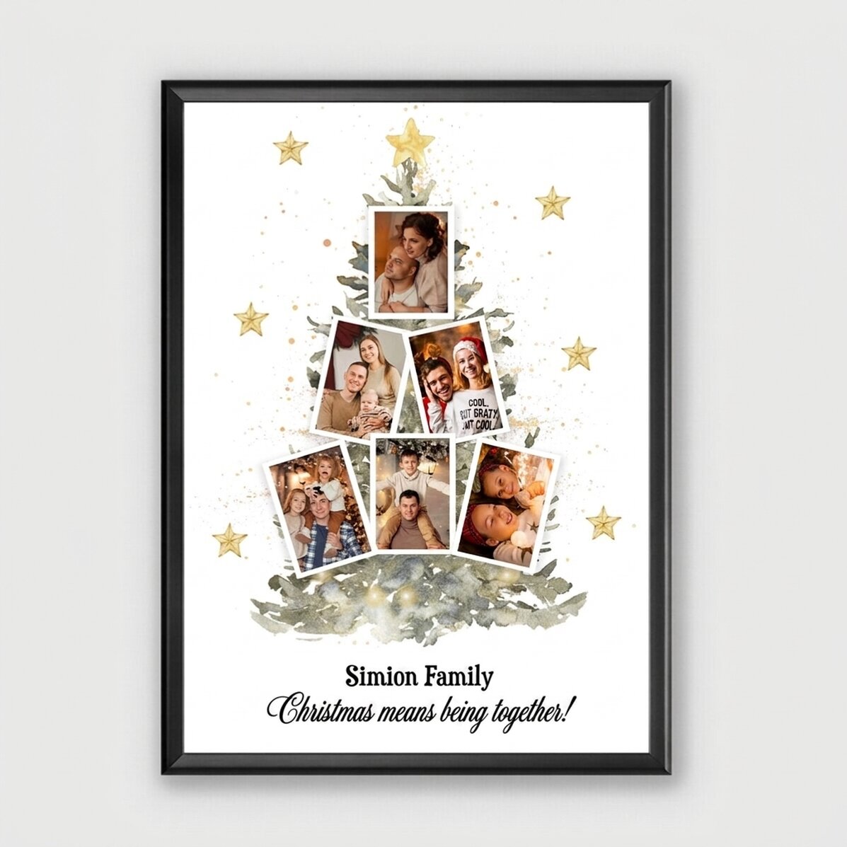 Quadro personalizzato con 6 foto e testo - Albero di Natale