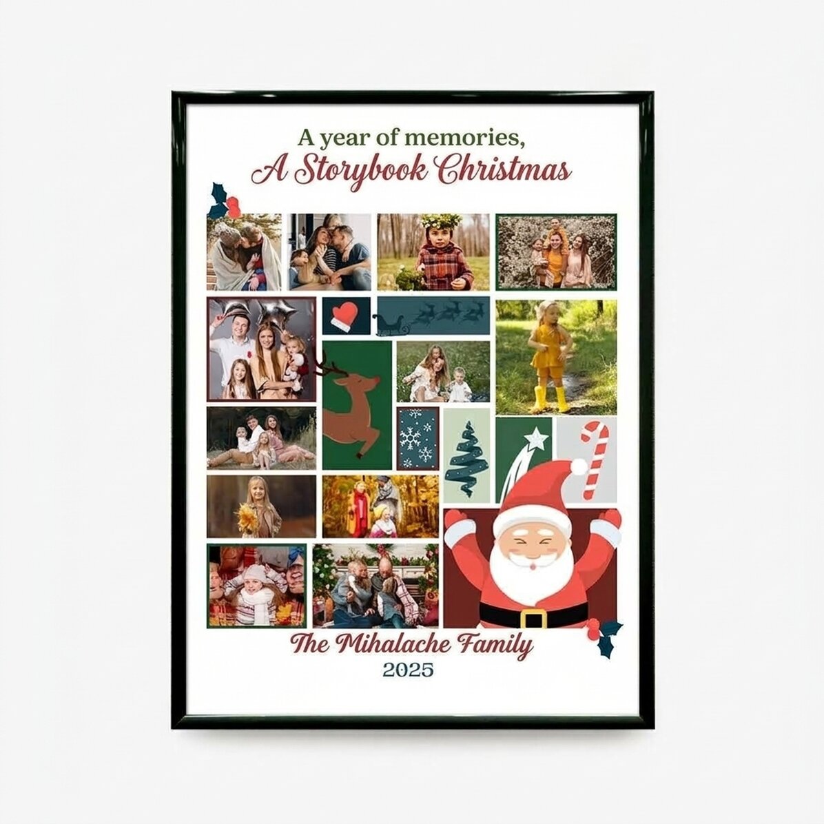 Quadro personalizzato con 12 foto e testo - Natale da favola