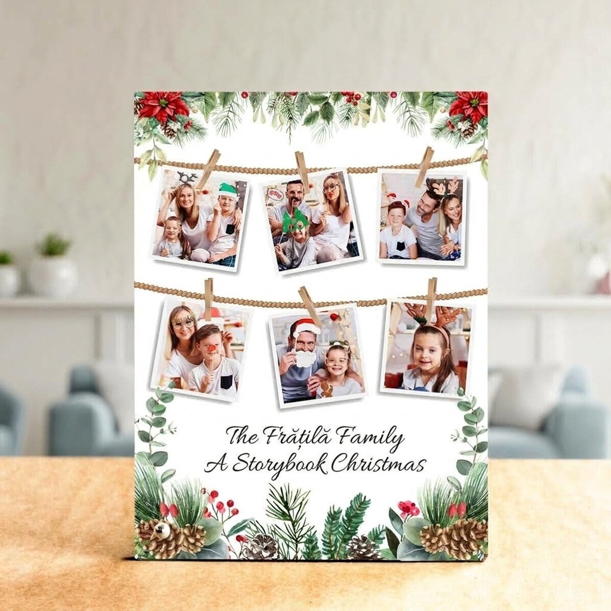 Cornice da scrivania personalizzata con foto e testo - Storia di Natale