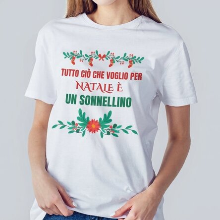 Maglietta in cotone personalizzata con scritta - Desiderio di Natale