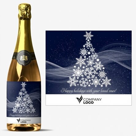 Personalised sparkling wine with logo and message - Merry Christmas!