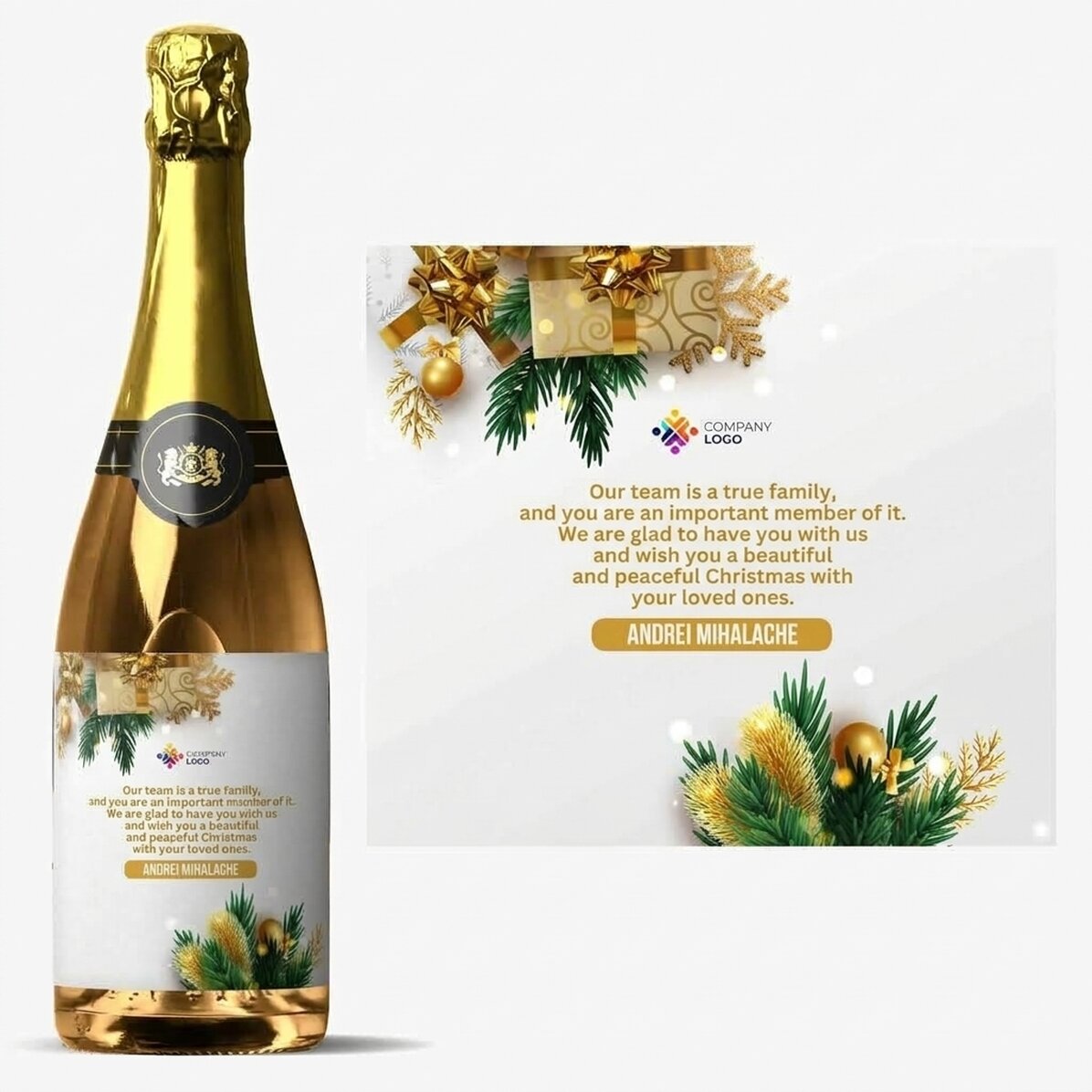 Spumante personalizzato con messaggio e logo - Una storia di festa