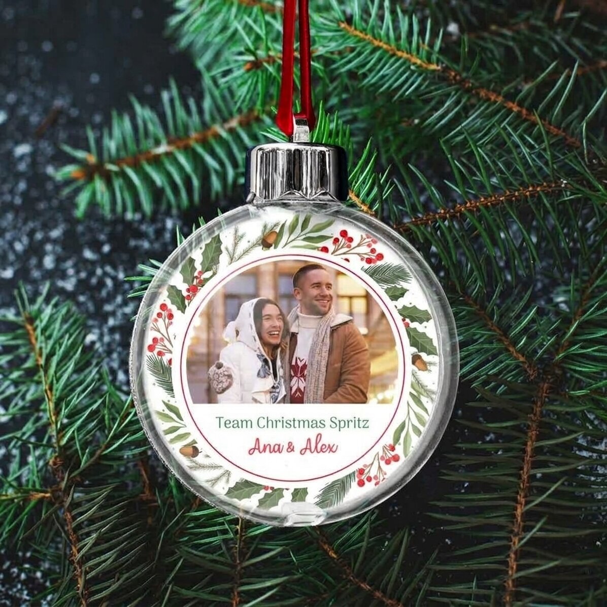 Globo personalizzato con un messaggio e una foto - La coppia perfetta per Natale