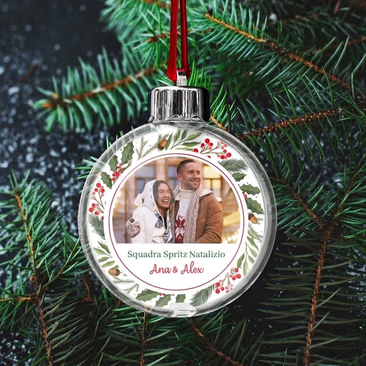 Globo personalizzato con un messaggio e una foto - La coppia perfetta per Natale