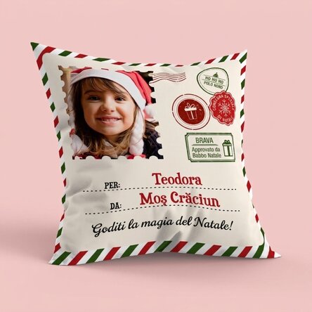 Cuscino personalizzato con foto, formato grande - Da Babbo Natale