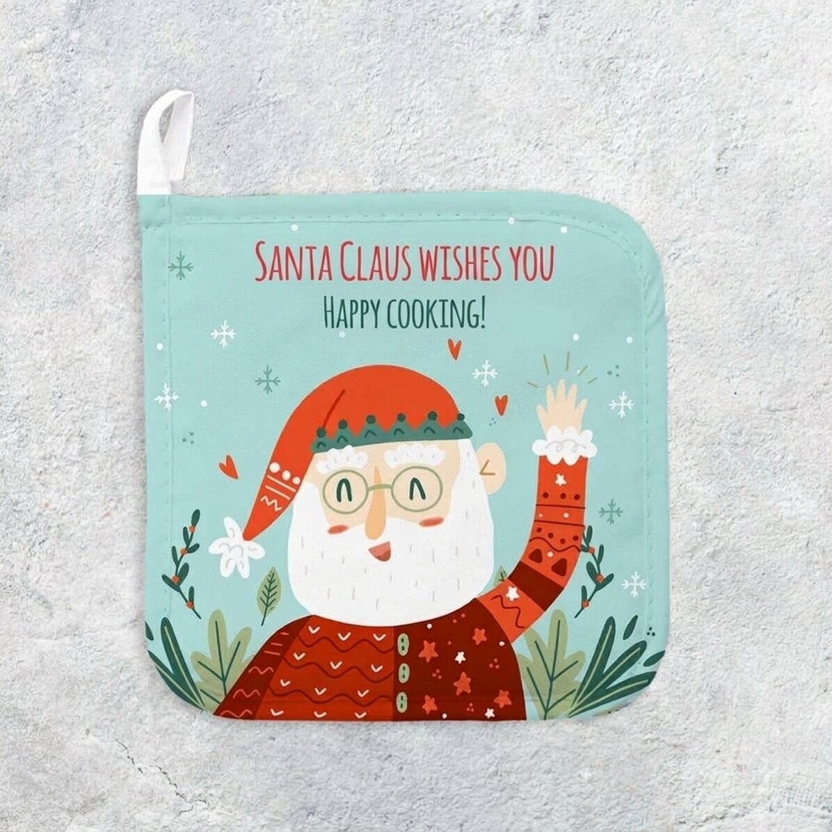 Supporto per pentola calda personalizzato con messaggio - Babbo Natale