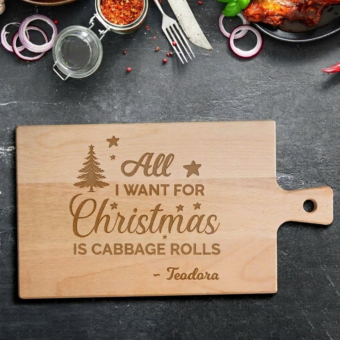 Tagliere premium personalizzato con manico - Buon Natale