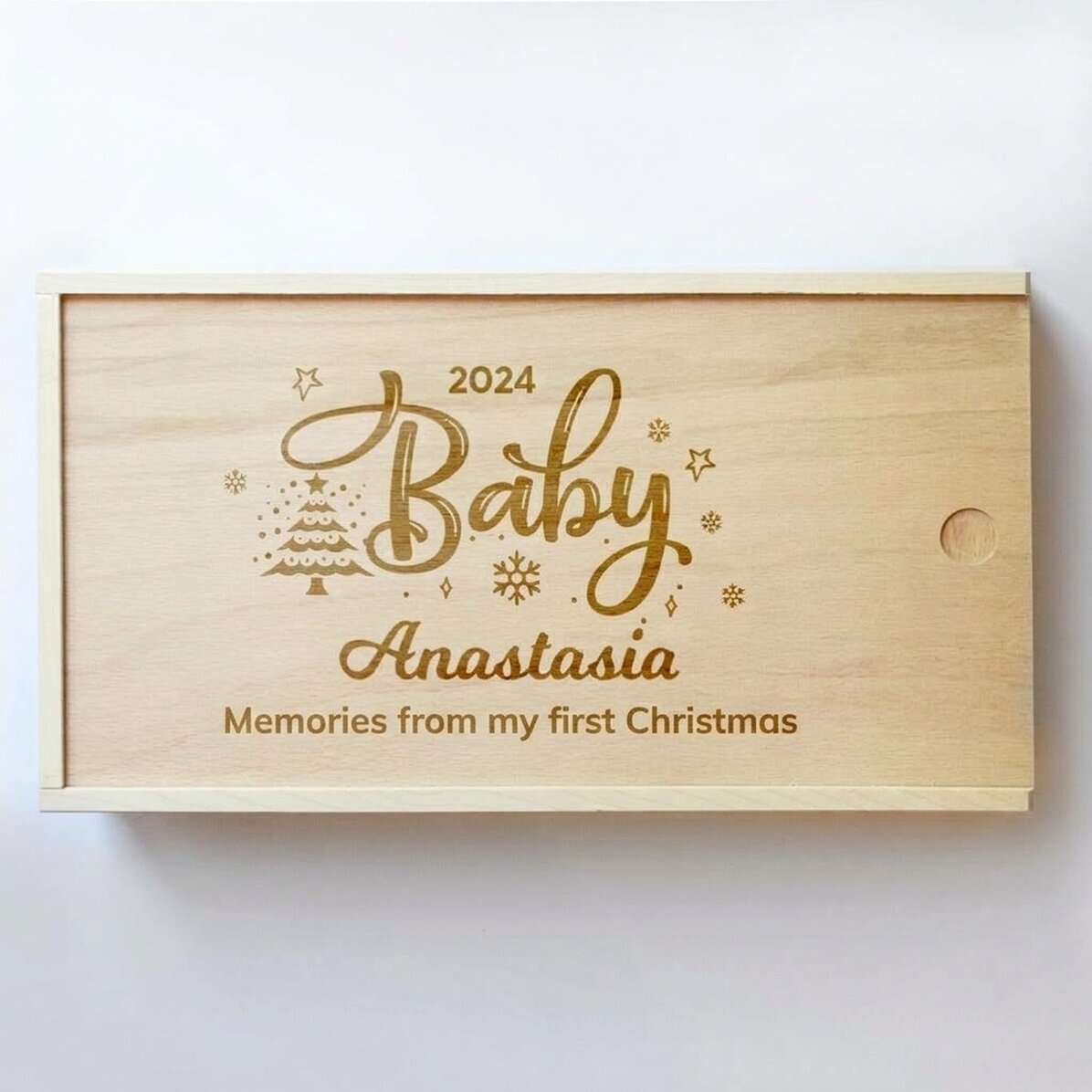 Scatola regalo personalizzata in legno - Ricordi del primo Natale