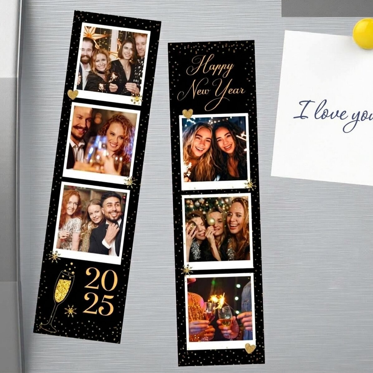 Set di 2 magneti personalizzati con foto e testo - Buon anno nuovo