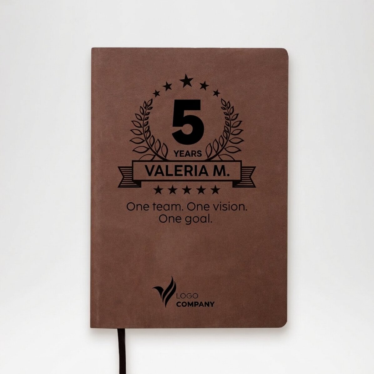Agenda in pelle personalizzata con logo e messaggio - Anniversario