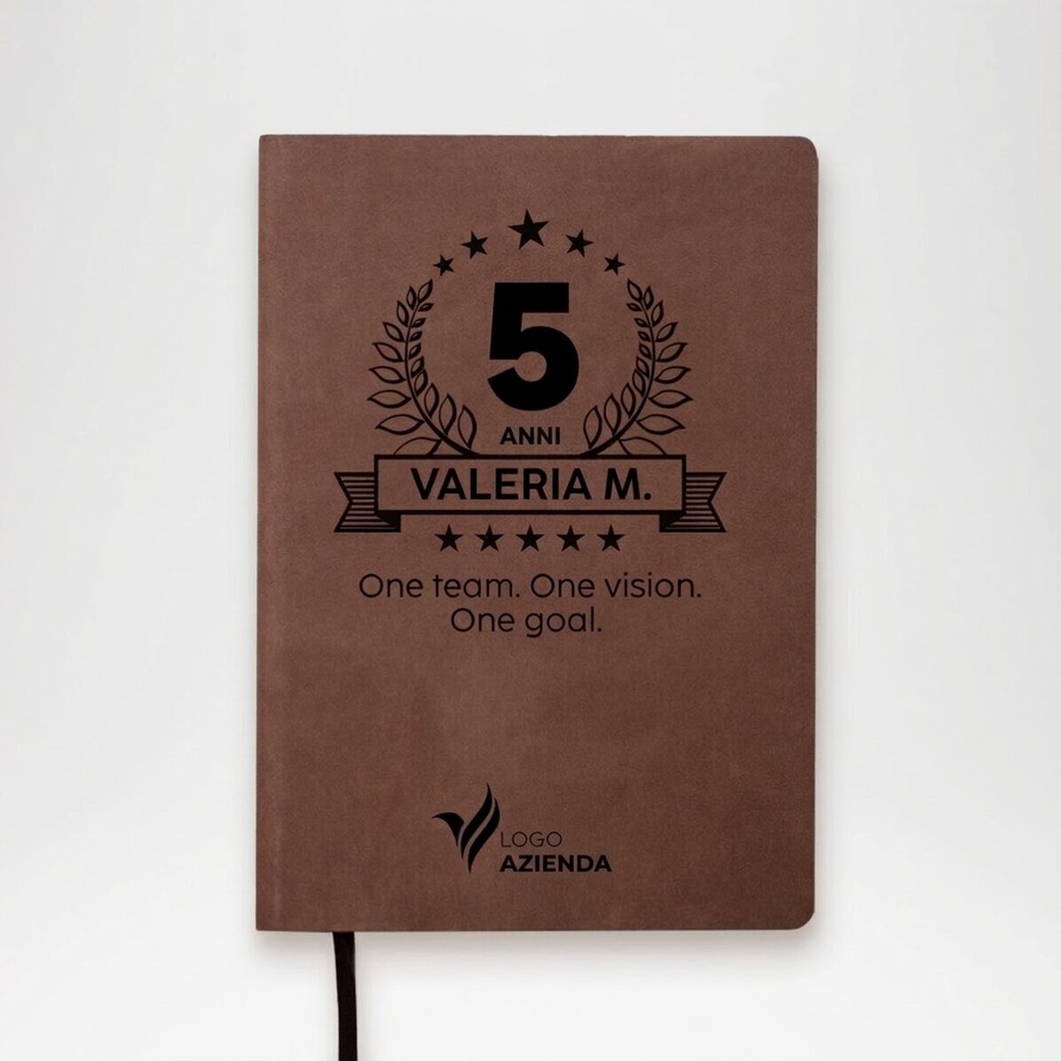 Agenda in pelle personalizzata con logo e messaggio - Anniversario