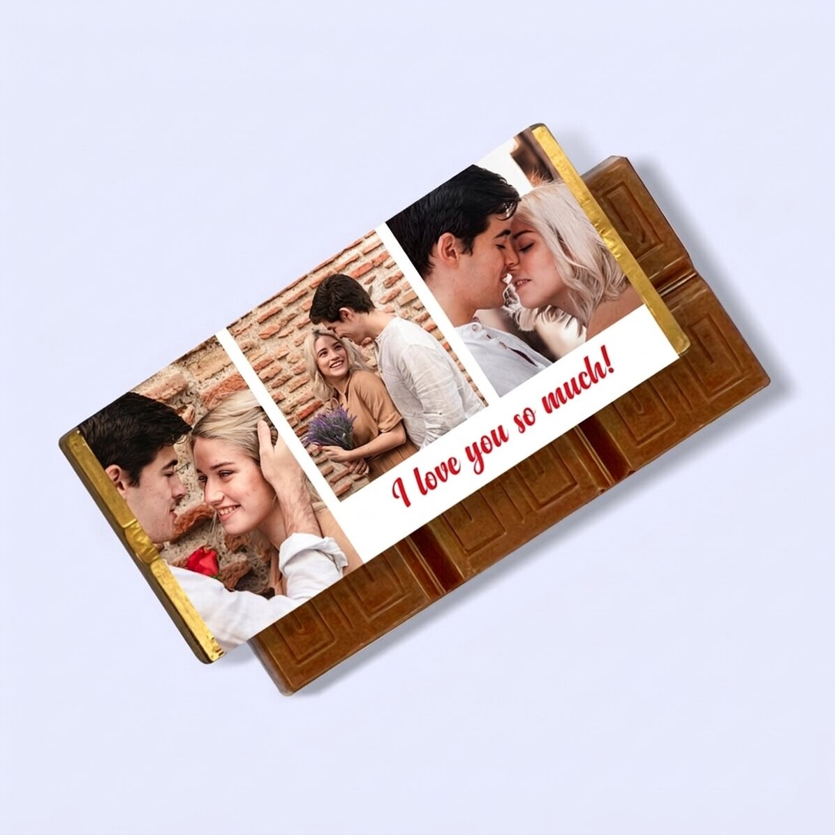 Mini tavoletta di cioccolato personalizzata con 3 foto e un messaggio