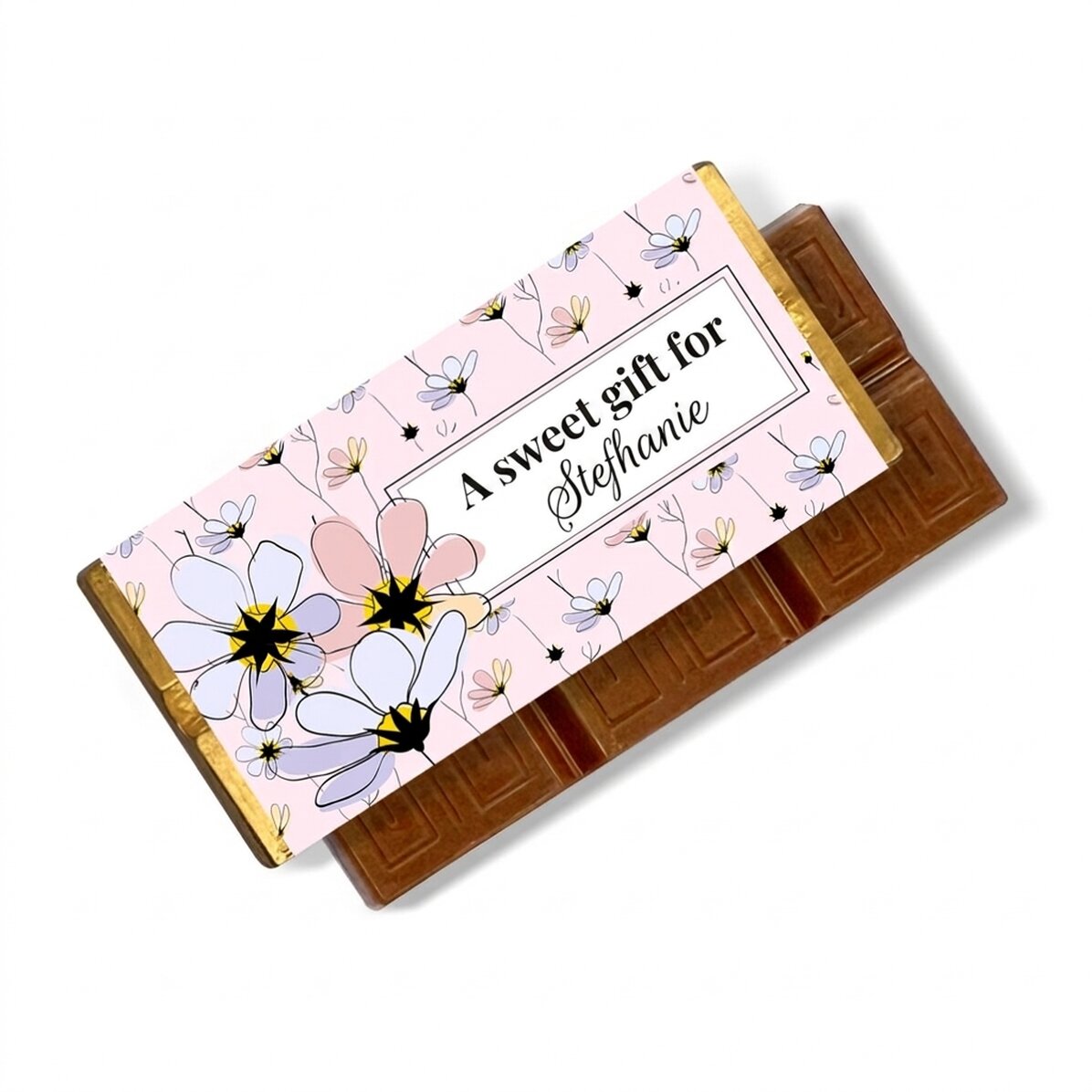 Mini tavoletta di cioccolato personalizzata con messaggio - Modello floreale