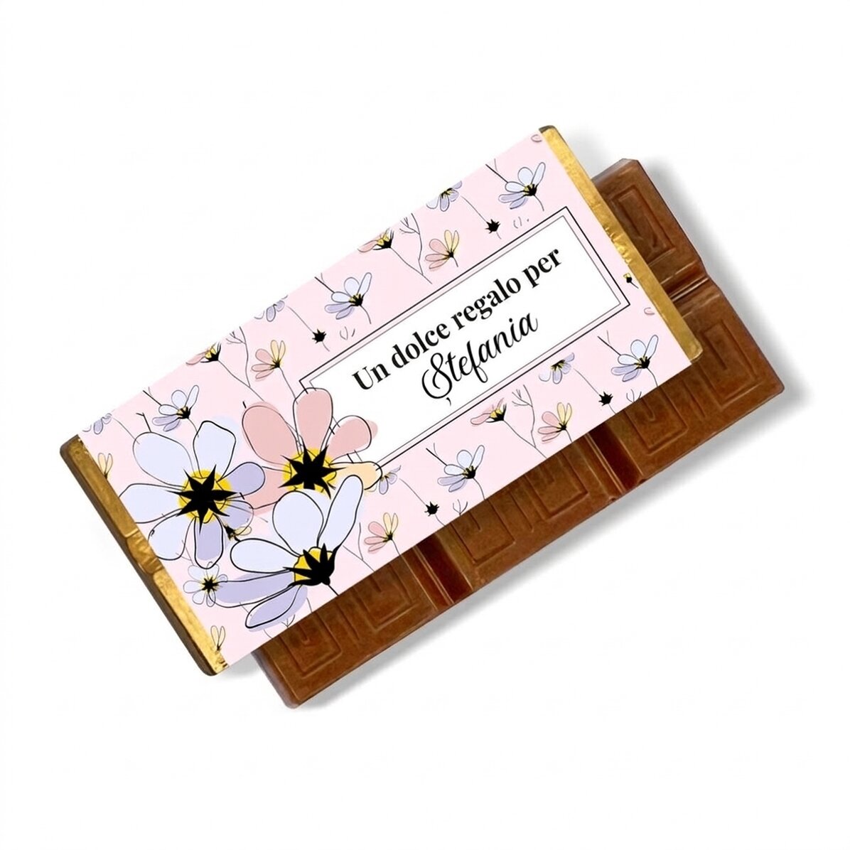 Mini tavoletta di cioccolato personalizzata con messaggio - Modello floreale