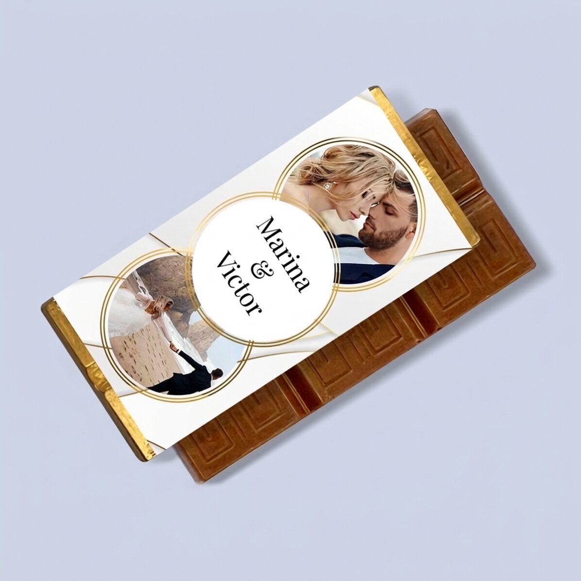 Mini tavoletta di cioccolato personalizzata con 2 foto e un testo