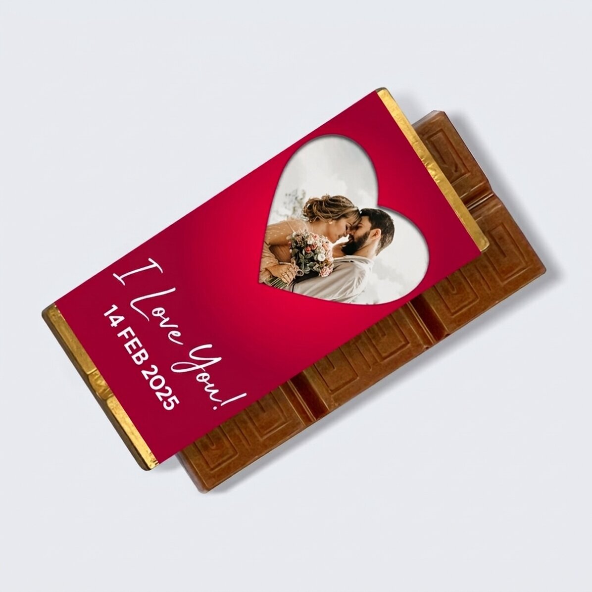 Mini tavoletta di cioccolato personalizzata con una foto e un messaggio - Cuore