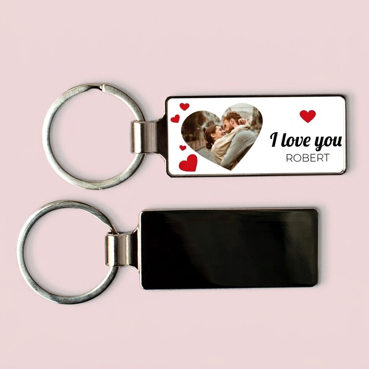 Portachiavi personalizzato con foto e testo - Hearts