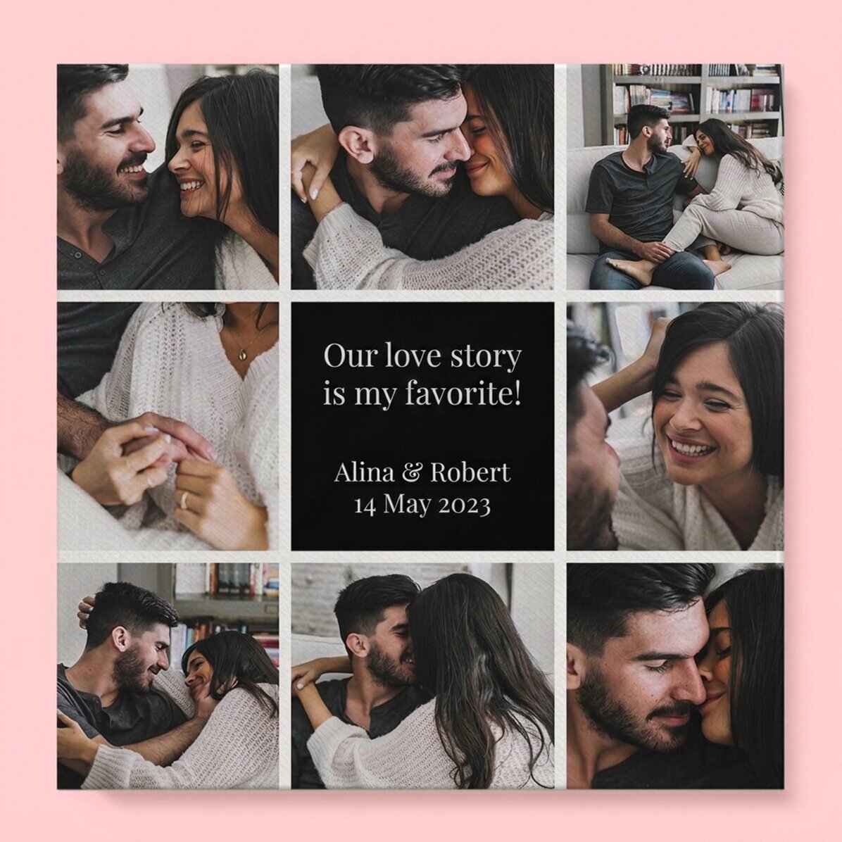 Quadro su tela personalizzato con 8 foto e un messaggio