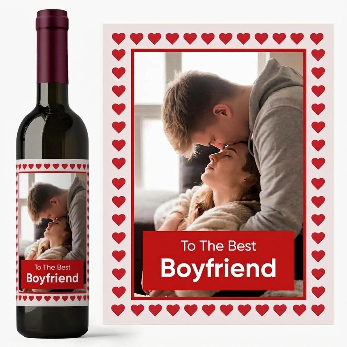Vino personalizzato con una frase e una foto - Hearts