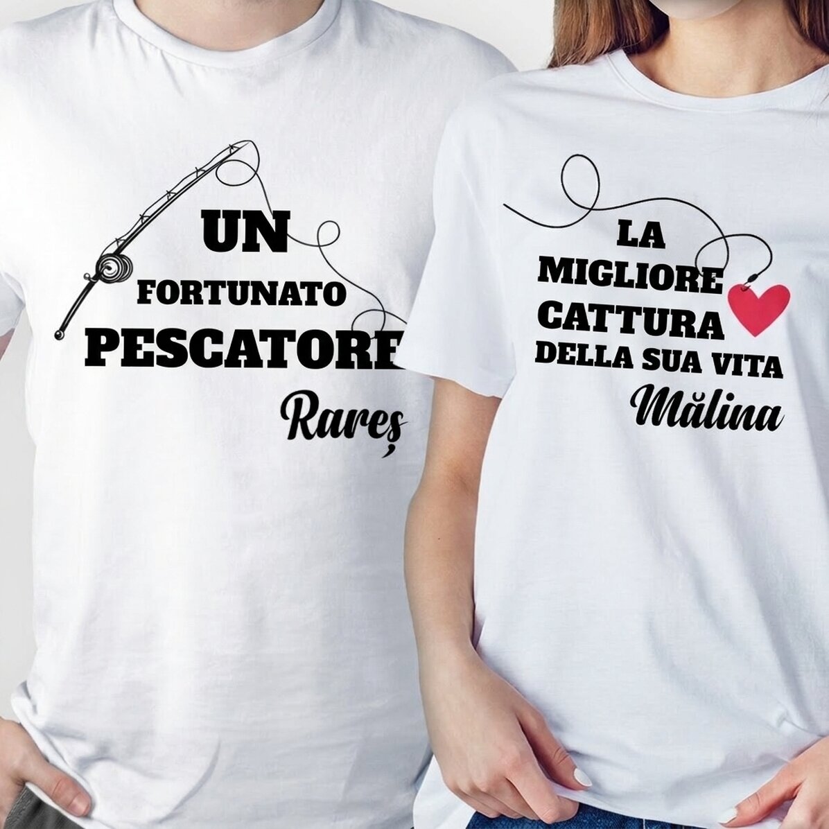 Maglietta in cotone personalizzata con scritta - La cattura del pescatore