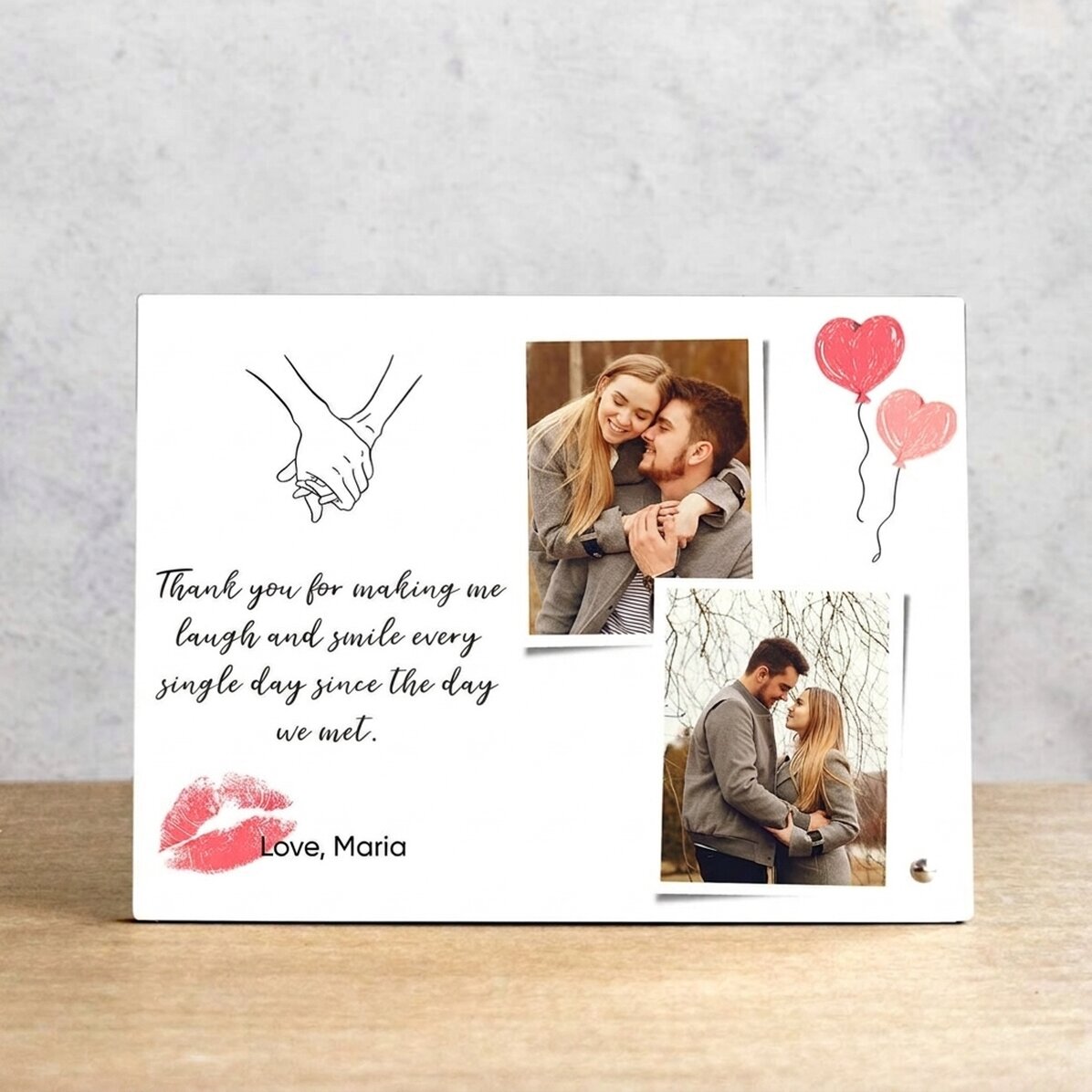 Cornice da scrivania personalizzata con 2 foto e testo - Amore