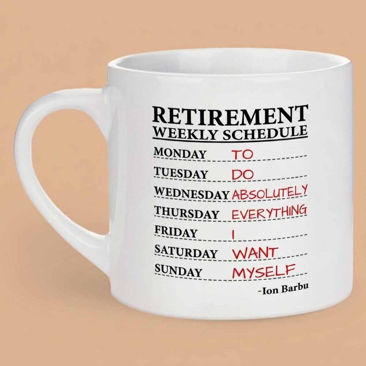 Tazza da caffè personalizzata con scritta - Programma settimanale