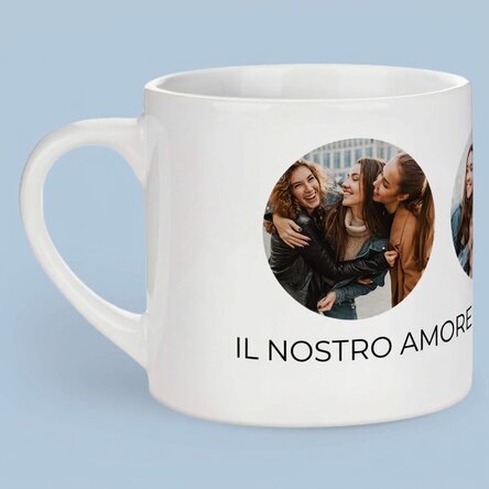 Tazza da caffè personalizzata con 3 foto e una frase - Ricordi indimenticabili