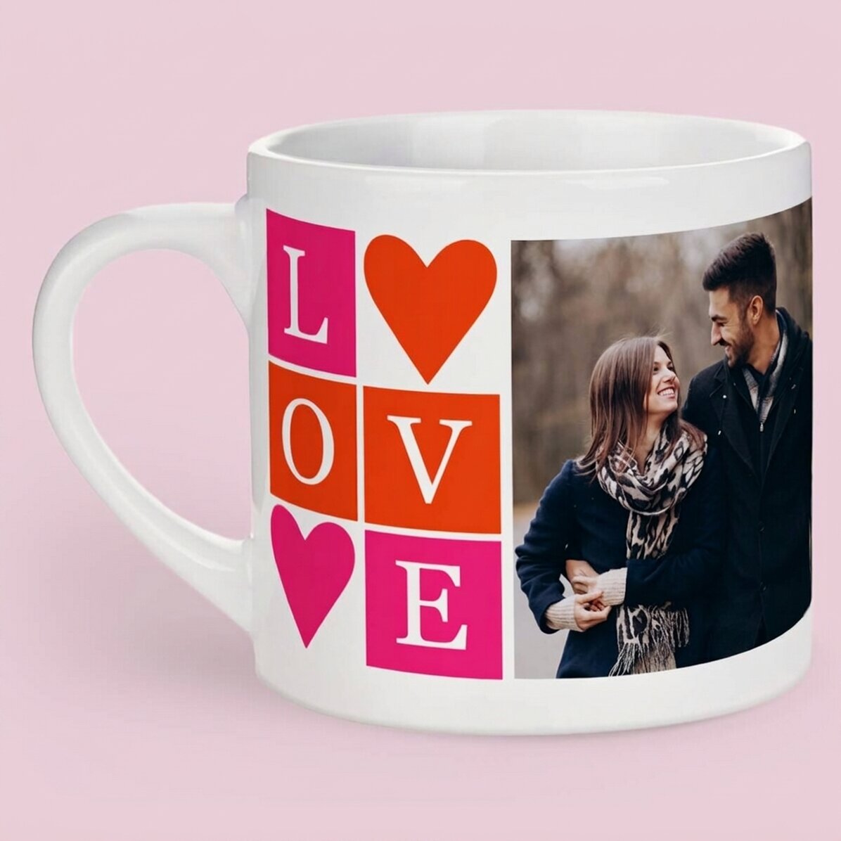 Tazza da caffè personalizzata con 2 foto - LOVE