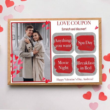 Personalised scratch card with a photo and message - Love
