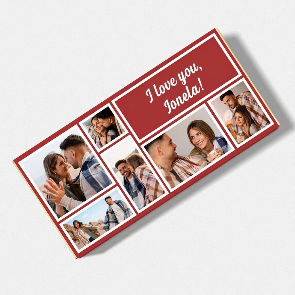 Cioccolato personalizzato con 7 foto e un messaggio