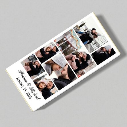 Personalised chocolate with 10 photos and message